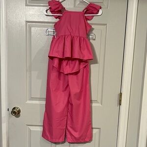 Pink Ruffled Girls Pants Suit Suit Size 6 NWOT